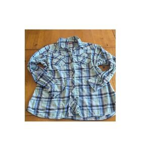 BTC Women's Plaid Flannel Shirt Long Sleeve Button Up Casual Top 2XL